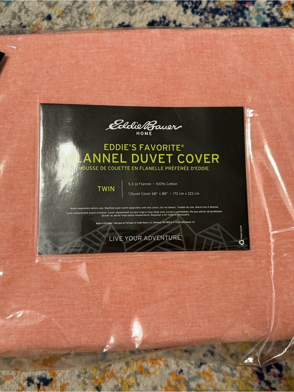 Eddie Bauer Twin Flannel Duvet Cover in Dusty Rose